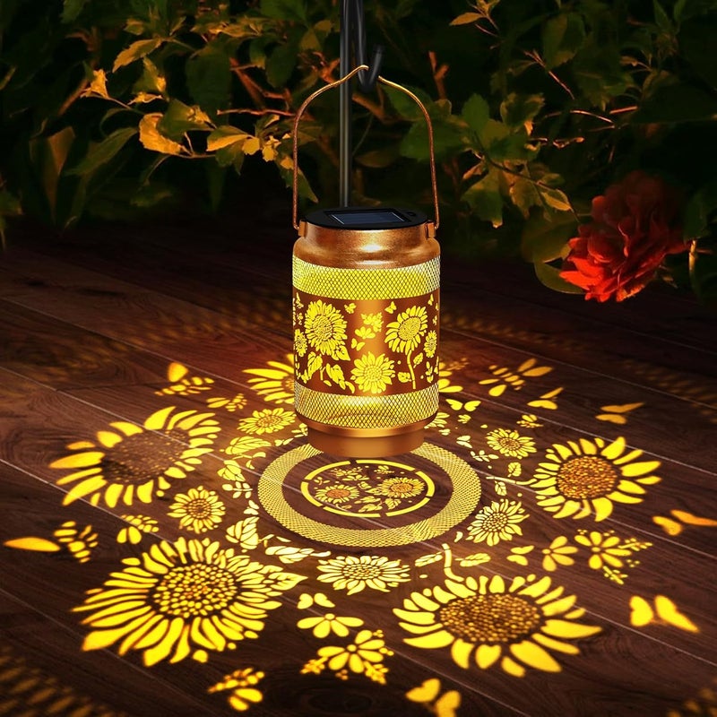 EDOF Sunflower Solar Lanterns Outdoor Waterproof Hanging Solar Lights Garden Decor,Christmas Decorations Birthday Gifts for Women Mom,Garden Decorative Lantern for Backyard Porch Patio Table Yard Lawn - Image 2